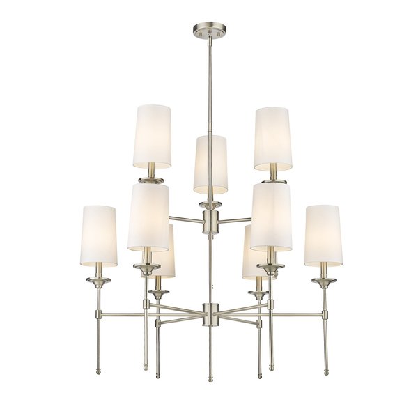 Z-Lite Emily 9 Light Chandelier, Brushed Nickel & Off White 3033-9BN